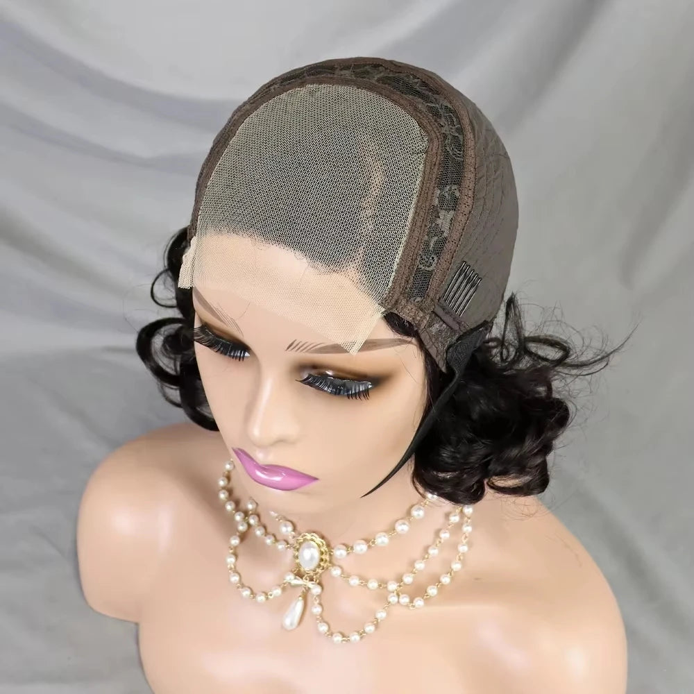 Loose Body Wave Chocolate Brown 4x4 HD Lace Frontal Bob Wigs Human Hair PrePlucked Brazilian #4 Colored Human Hair Wigs 300%