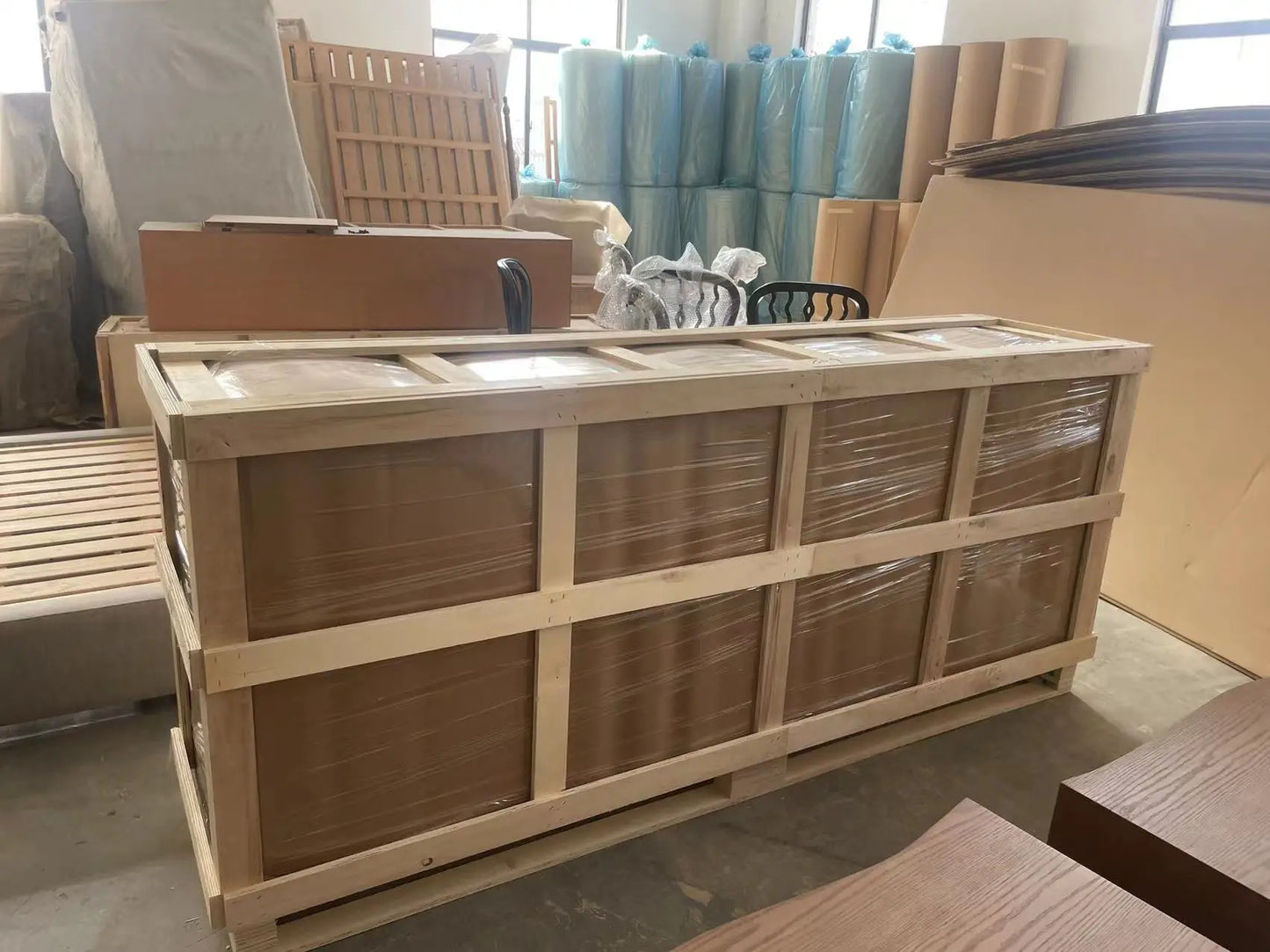 American Style Minimalist Wooden Rattan Weave king Size Bed Can Customize Bedroom Furniture