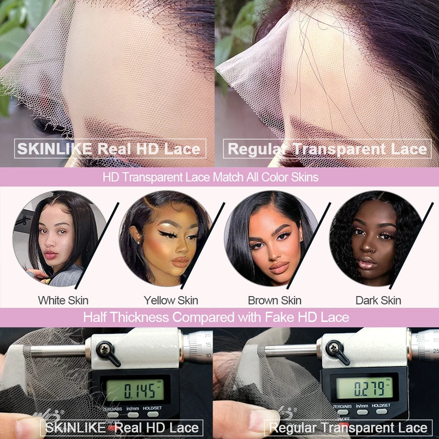 13x6 Full Frontal Only Body Wave Melt Skins invisible HD Lace Frontal Human Hair